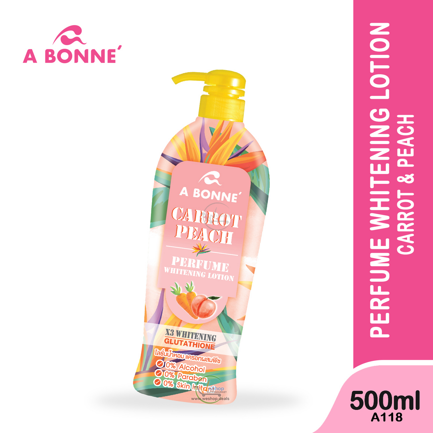 A Bonne Perfume Whitening Lotion Carrot Peach - 500mL