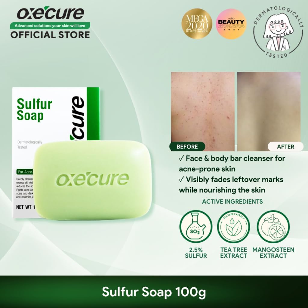 Oxecure Sulfur Soap 100g, Dermatology tested.