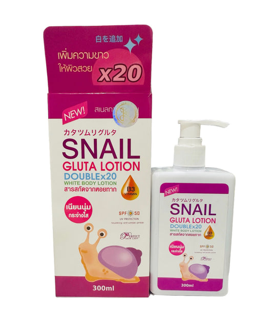 Snail Gluta lotion Double X20 white , SPF 50 ,UV protection anti-wrinkle 300ml