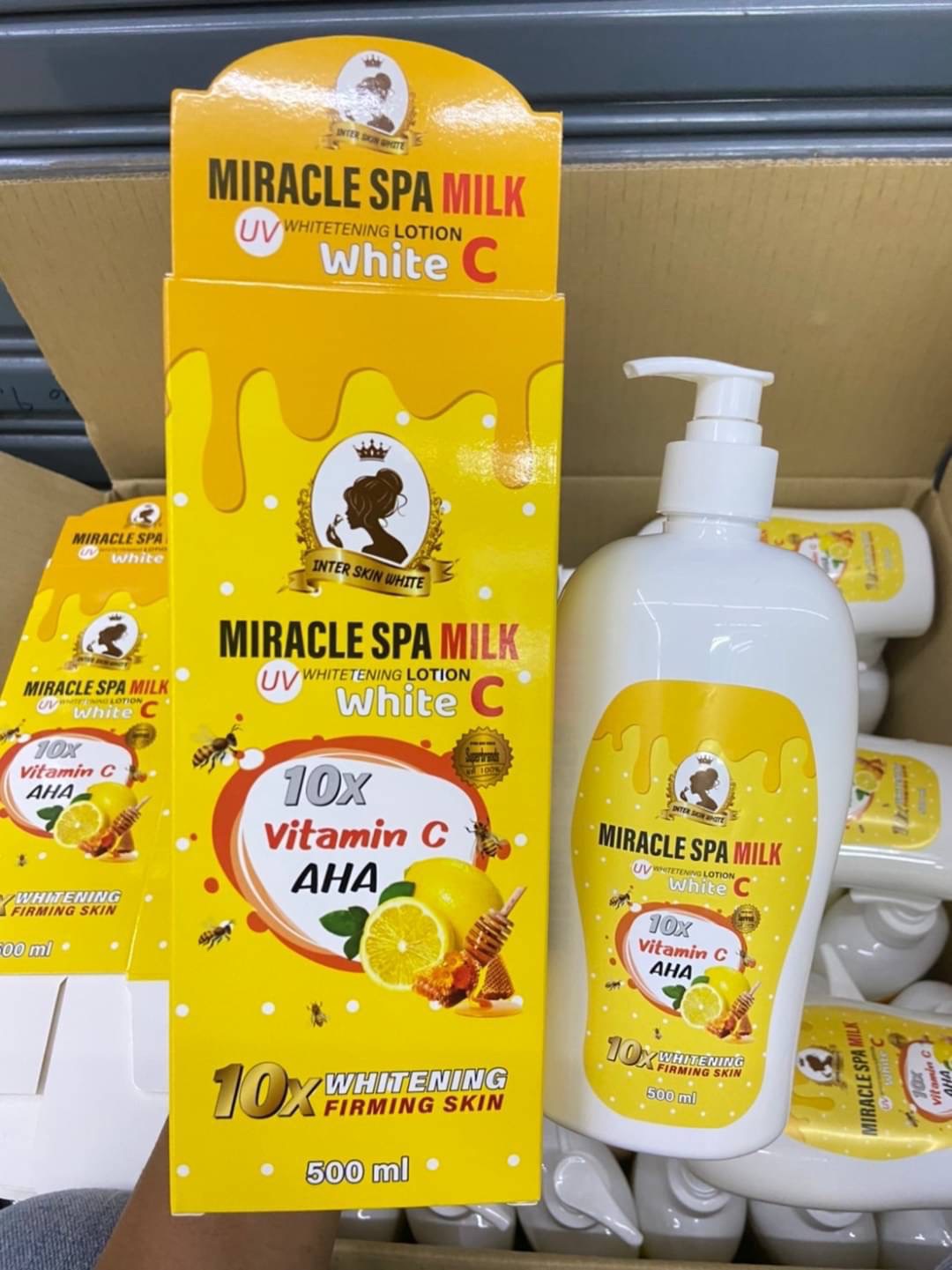 Miracle Spa milk, UV whitening lotion 10X Vitamin C , AHA 500ml