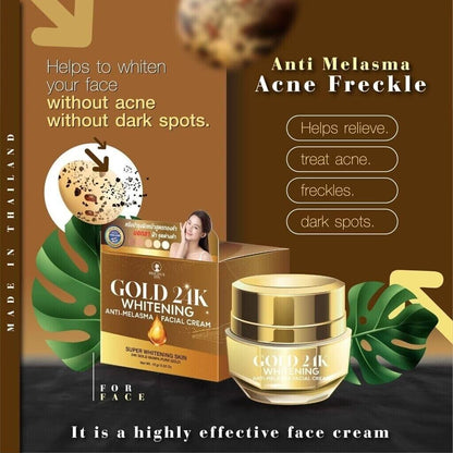 Gold 24K Whitening Anti- Melasma Facial Cream Super Whitening Pure Gold 15g