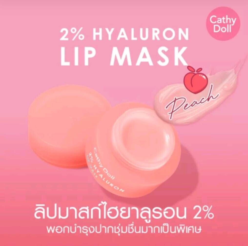 Cathy Doll 2% Hyaluron Lip Mask natural oil , Vitamin E & Ceramide , Hyaluron 4.5g Peach lip masks