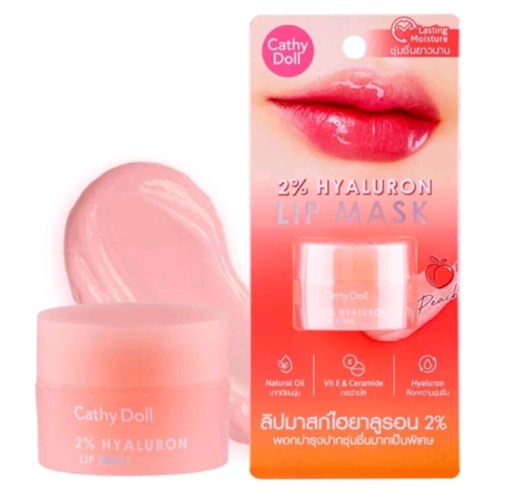 Cathy Doll 2% Hyaluron Lip Mask natural oil , Vitamin E & Ceramide , Hyaluron 4.5g Peach lip masks