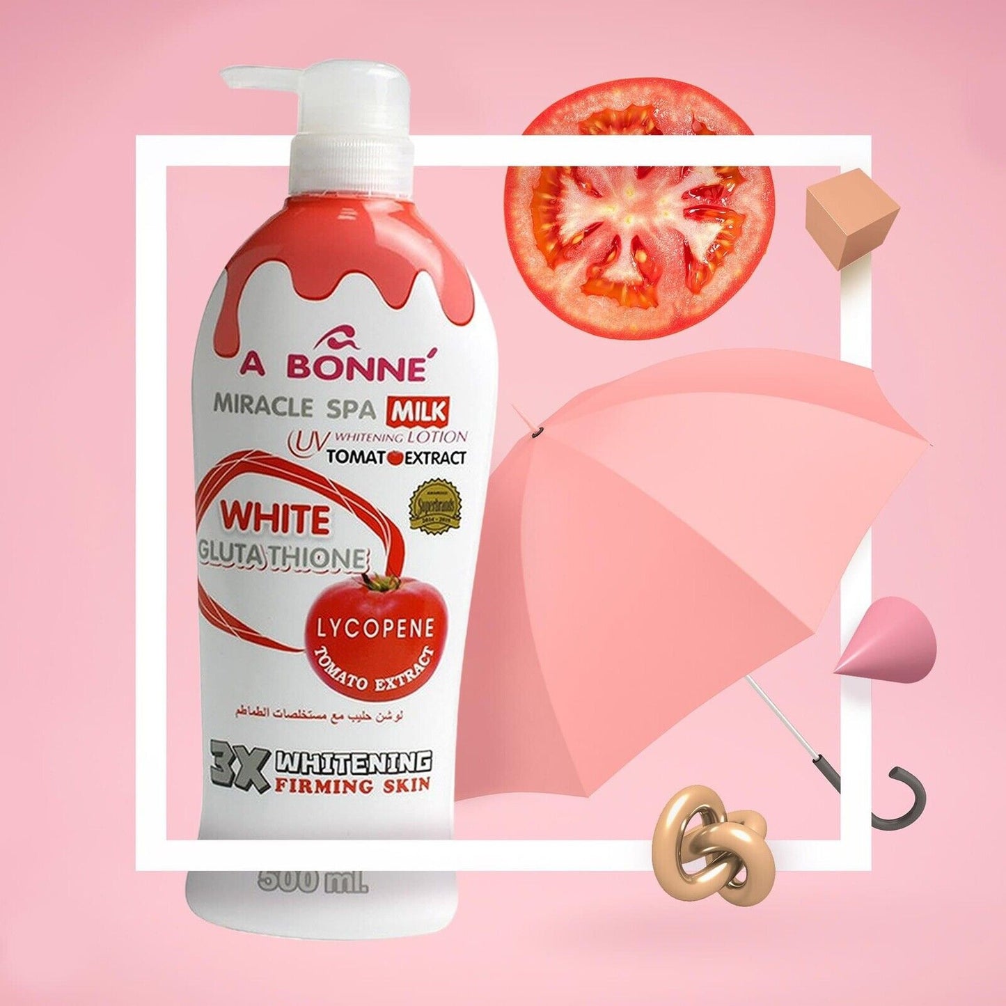 A bonne Miracle Spa Milk Tomato Extract White Glutathione Whitening Lotion 500ml