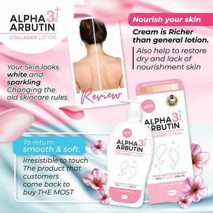 Alpha Arbutin 3+ Collagen Lotion Deep clear Essence Look Radiant&Bright 500ml.