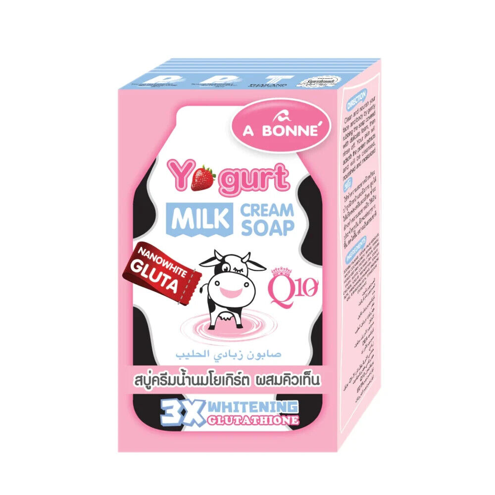 A BONNE YOGURT MILK BODY + FACE CREAM SOAP 3X WHITENNING GLUTA AND Q10 90G