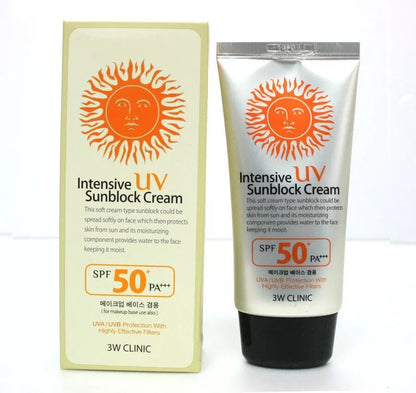 3W CLINIC Intensive UV Sunblock Cream SPF50 PA+++ 70ML/ Makeup Base/ Korean