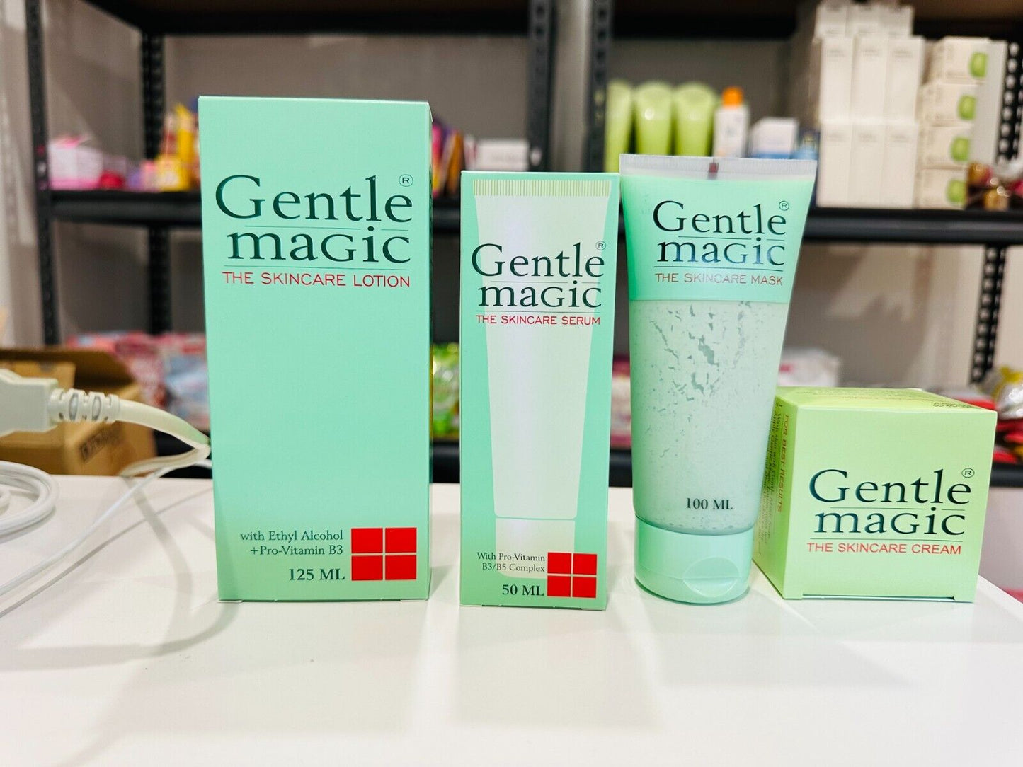 Gentle magic skin care set 4pcs ( body lotion,serum,masks,face cream)