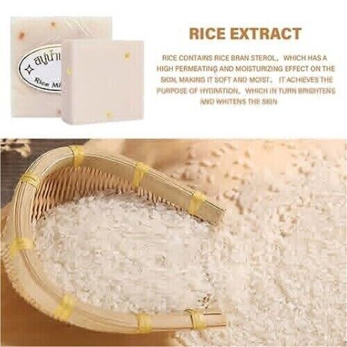 3x Rice Milk Soap Collagen Face Body Bath Reduce Dark Spot Acne Pimples (3X60g)