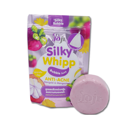 Joji Silky Whipp Bubble soap , Anti – Acne Marigold & Mangosteen 100g soap