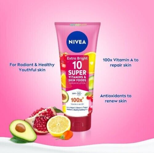 NIVEA Extra Bright 10 Super Vitamins & Skin Foods Lotion 180ML