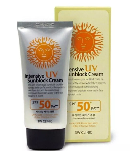 3W CLINIC Intensive UV Sunblock Cream SPF50 PA+++ 70ML/ Makeup Base/ Korean